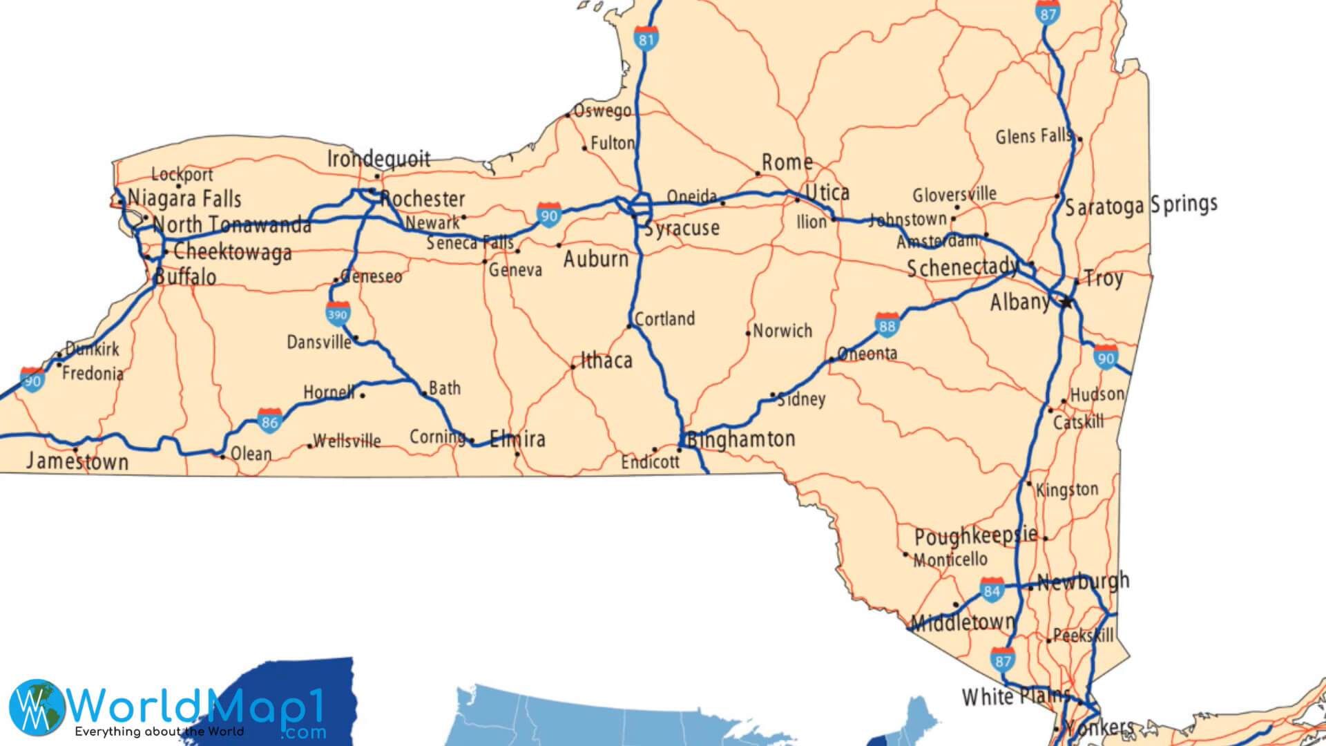 New York Interstate Routes Map